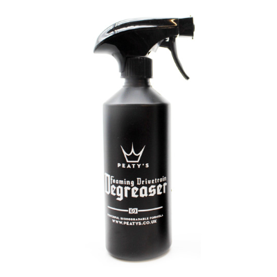 A photo of the Peaty's Foaming Drivetrain Degreaser, 500ml, with the spray nozzle top