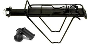 CARRIER - Rear Carrier, w/spring clamp, Seat Post Mounted, QR, Alloy, Includes Rubber Shims, BLACK (5kg Load Limit)