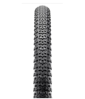 A photo of the Maxxis Rambler Tyre, showing the extra thick knobbly MTB tread.